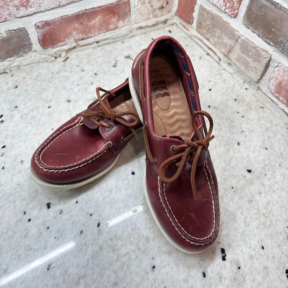 Sperry Boat Shoes Men Oxblood Leather Plushwave Authentic Original Ivy League 8M